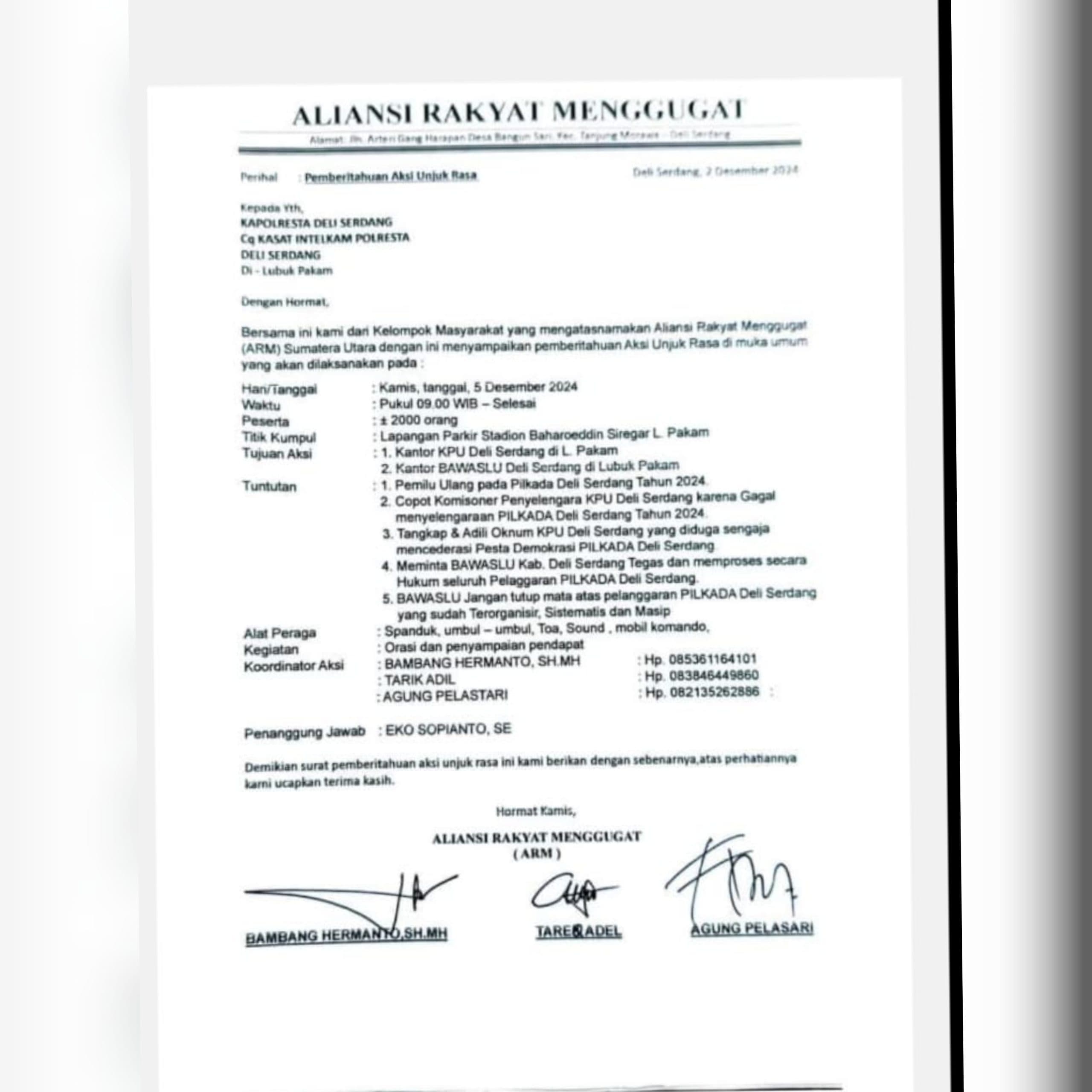 Ribuan Massa Di Perhitungkan bakal Segel Kantor KPUD Deli Serdang Dan Bawaslu Minta Pilkada Deli Serdang Di Ulang