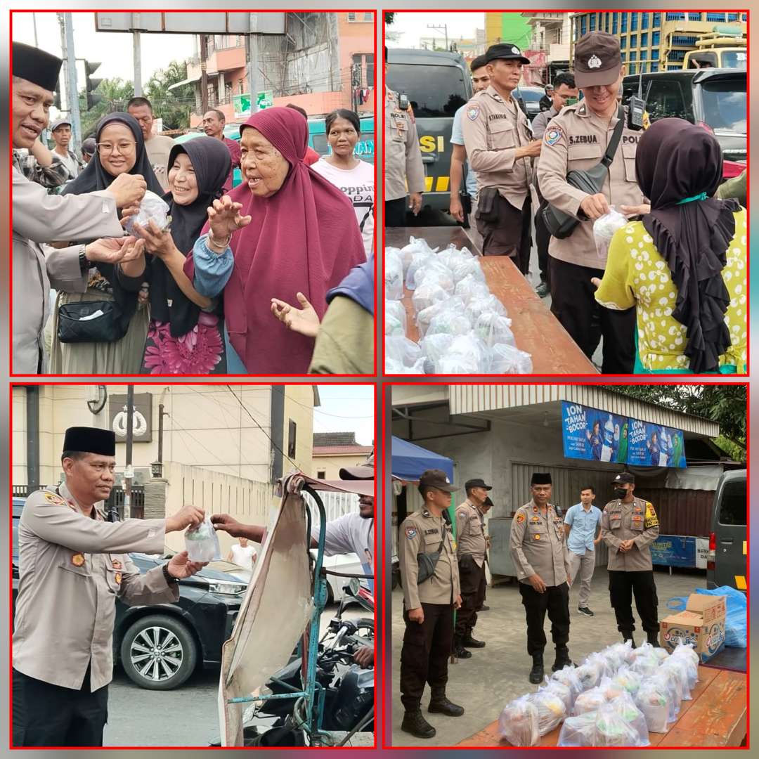 Polsek Patumbak Bagikan Makanan Takjil Buka Puasa di Bulan Suci Ramadhan