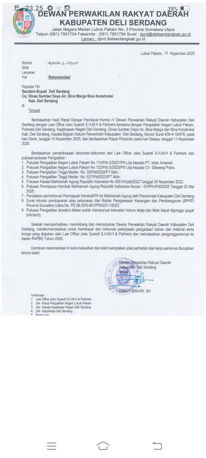 DPRD Deli Serdang Rekomendasikan Pemkab Deli Serdang Bayar Utang Proyek Swakelola Beserta Bunganya