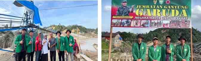 Mahasiswa UMN Al Washliyah Lakukan Pengamanan Jalur Penyeberangan Warga di Jembatan Gantung