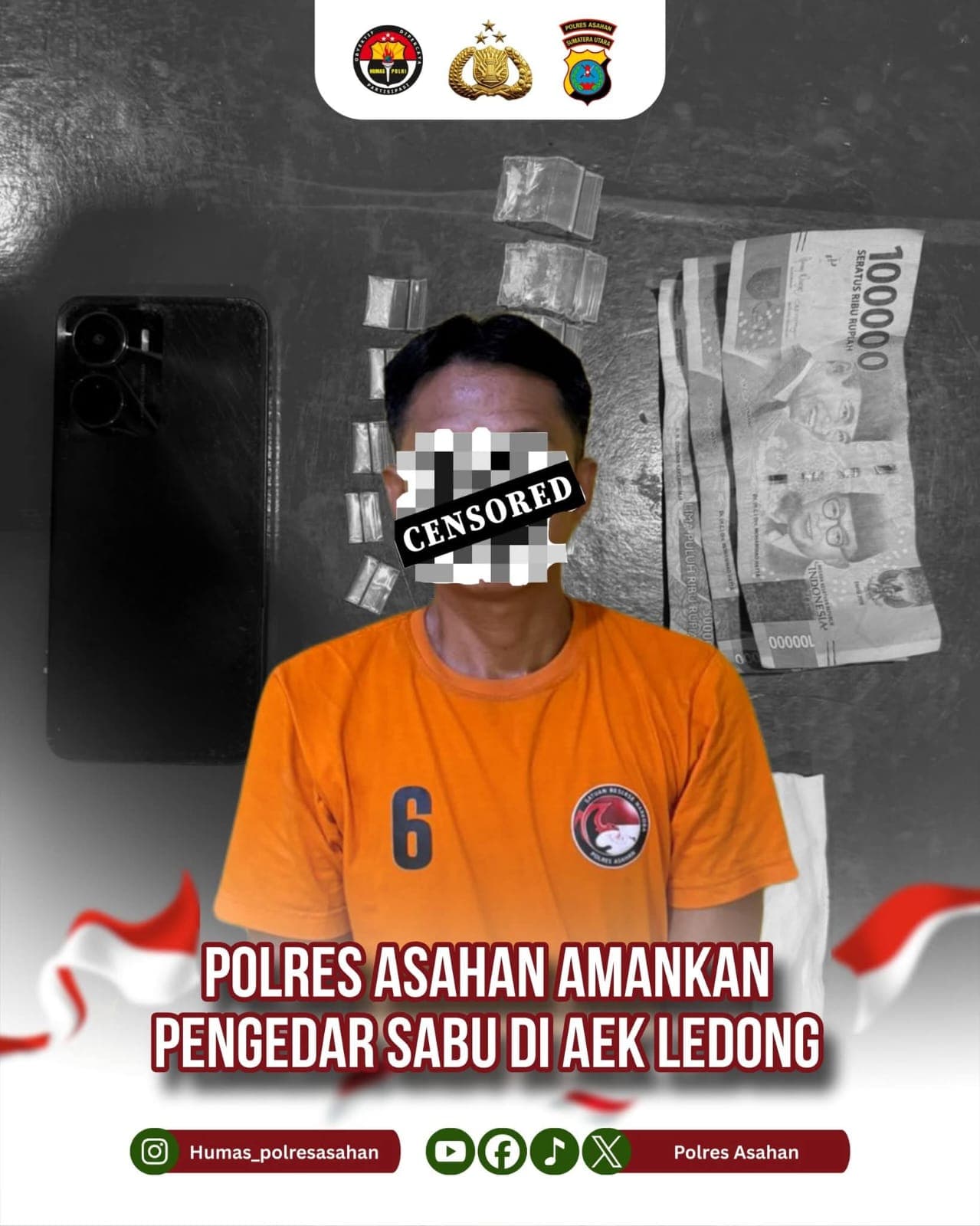 Polres Asahan Amankan Pengedar Sabu di Aek Ledong
