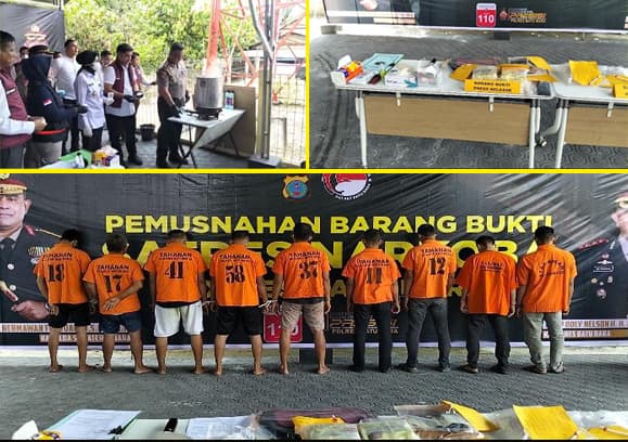 Polres Batu Bara Gelar Pers Rilis Gagalkan Peredaran 2 Kg Sabu, Sekaligus Musnahkan Sejumlah Barang Bukti Narkotika