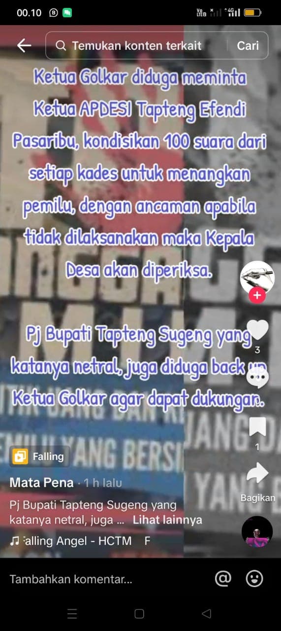 Heboh, Ketua APDESI Tapteng Minta 100 Suara Ke Kades 