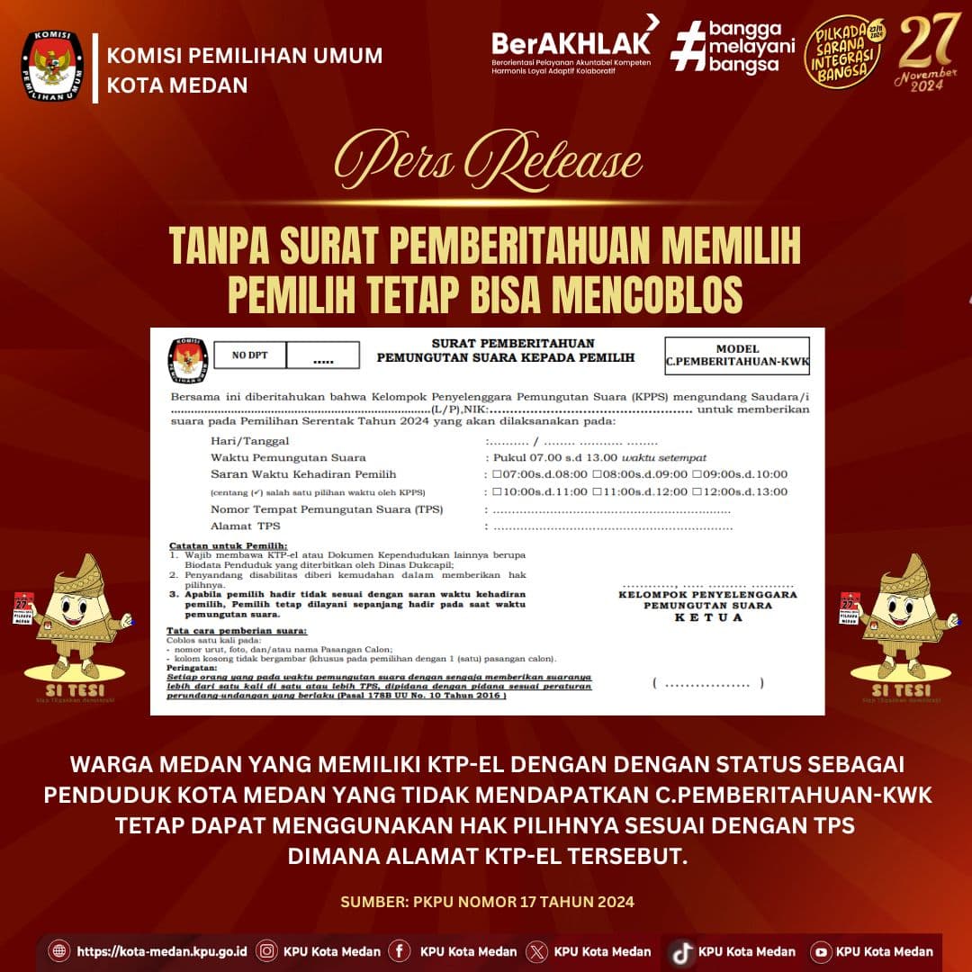 Ketua KPU Medan : Tidak Dapat Fomulir C, Warga Medan Bisa Tunjukan e-KTP