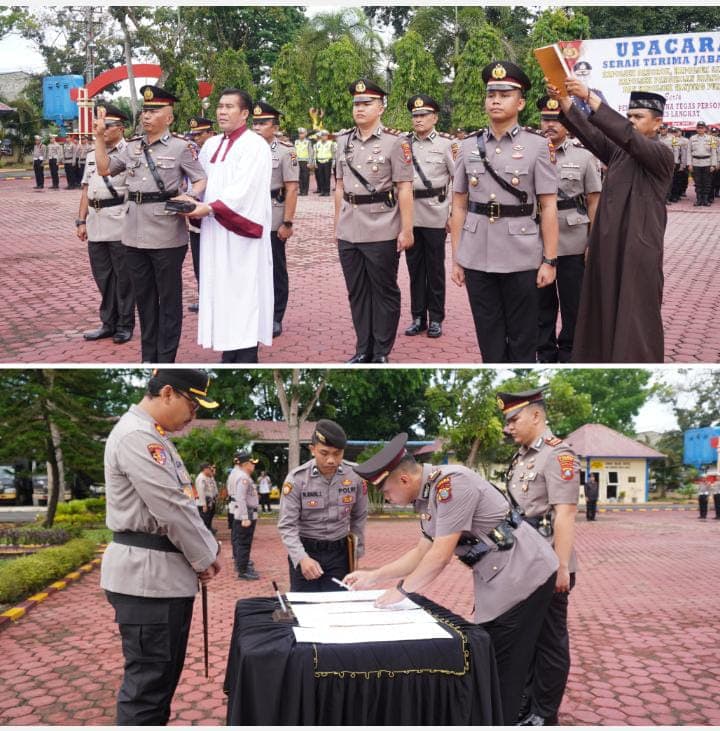 Kapolres Langkat Pimpin Sertijab Empat Kapolsek