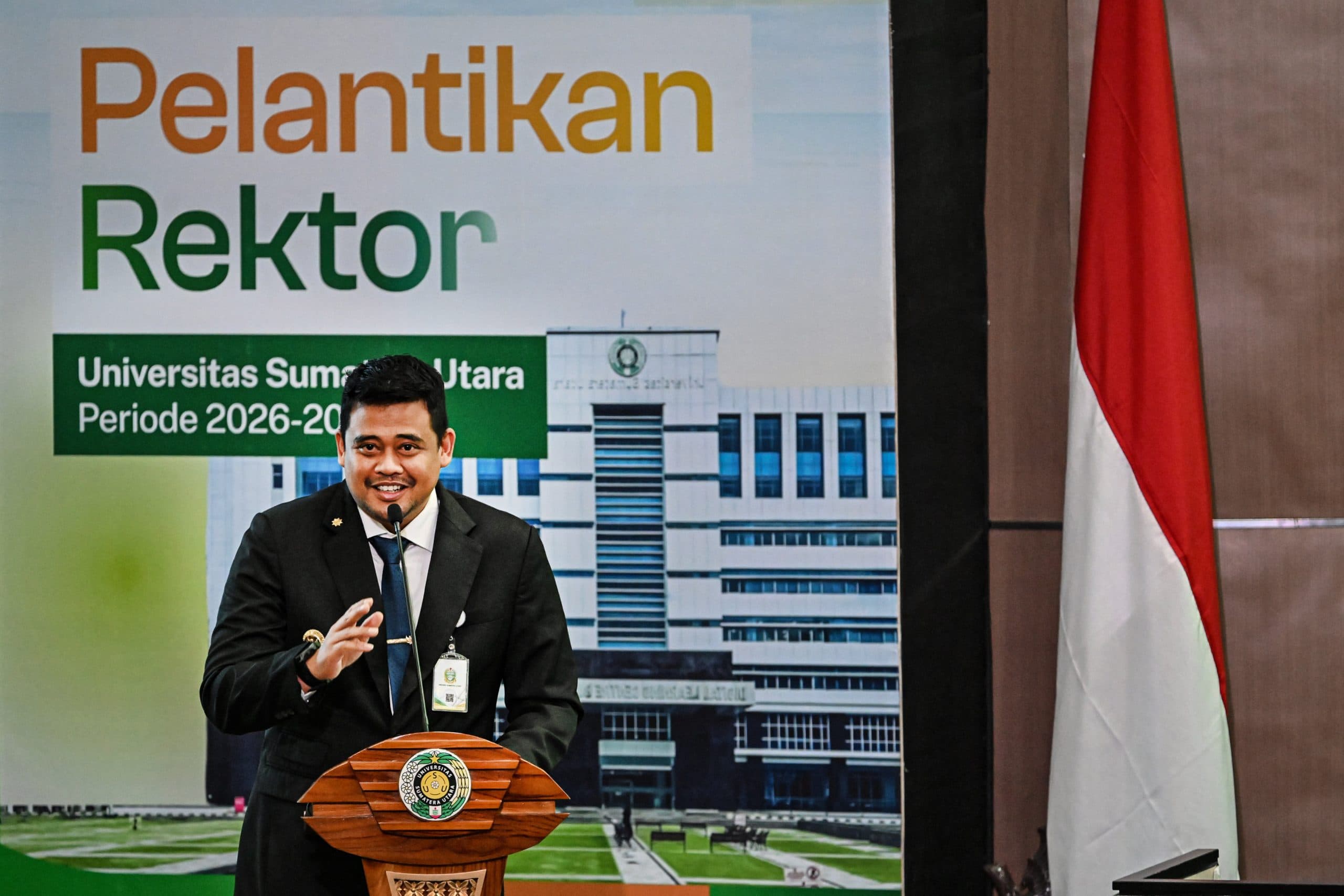 Pelantikan Rektor USU, Gubsu Titipkan Nasib Mahasiswa Korban Bencana ke Wamen PTST