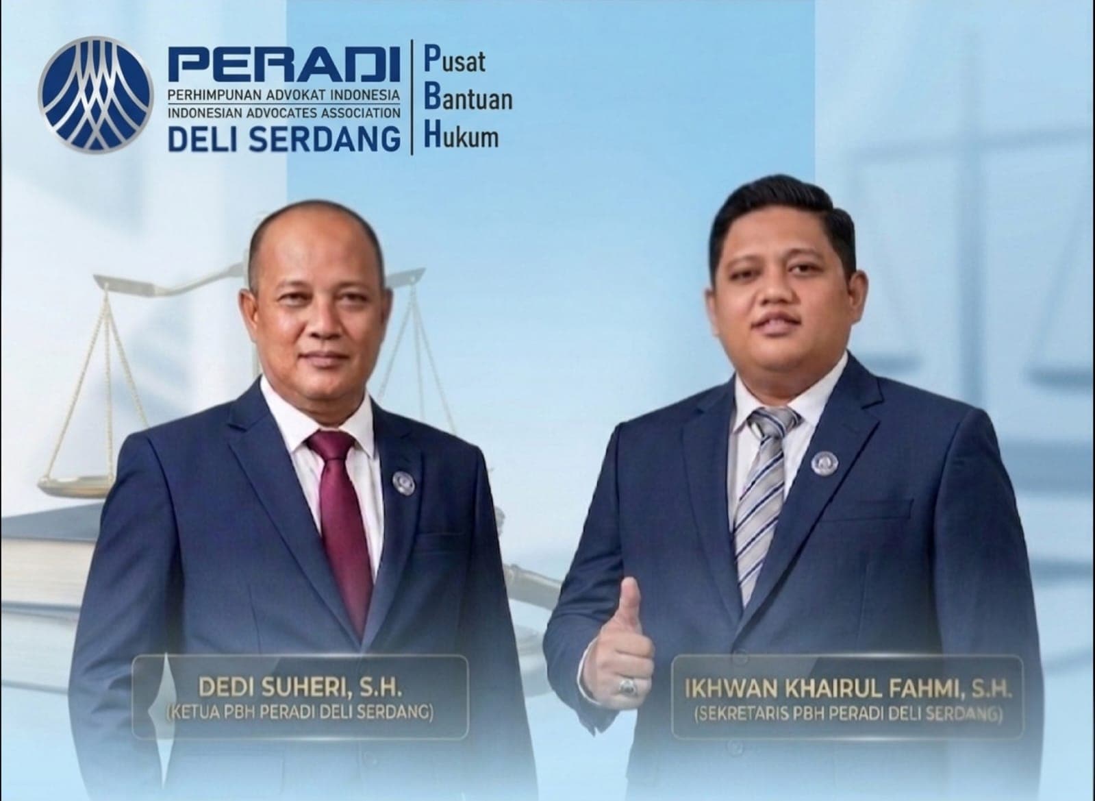 Ketua PBH Peradi Deli Serdang Dedi Suheri (kiri) dan Sekretaris PBH Peradi Deli Serdang Ikhwan Khairul Fahmi. (Foto: Ist/Aktual Online)