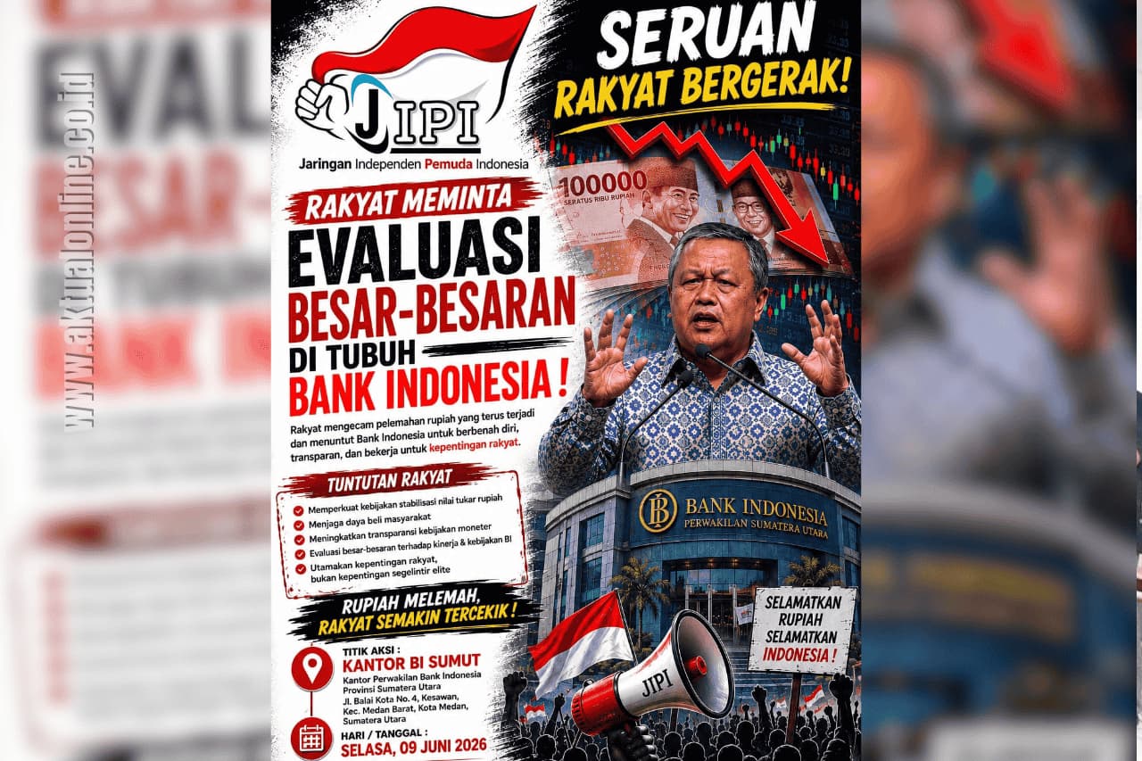 Selebaran rencana aksi unjuk rasa JIPI di Gedung BI Perwakilan Sumut. (Foto: Ist/Aktual Online)