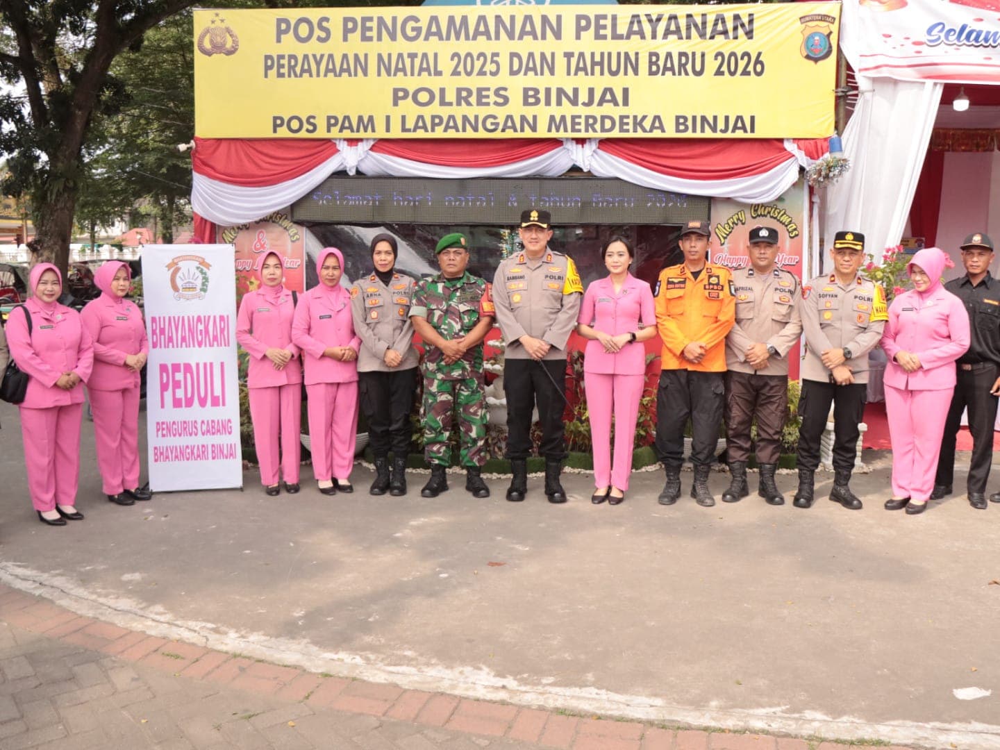 Kapolres Binjai bersama PJU dan Bhayangkari Cek Pospam dan Posyan Ops Lilin Toba 2025