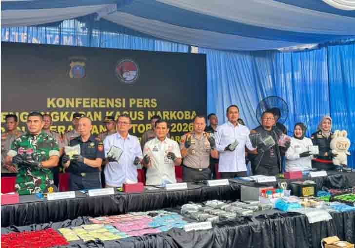 Polrestabes Medan Ungkap 997 Kasus Narkotika dan Musnahkan Narkoba Senilai Rp 300 Miliar