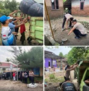 Pasca Bencana Banjir, Polres Binjai Laksanakan Gotong Royong Bantu Masyarakat