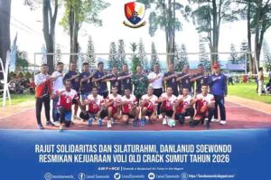 Rajut Soliditas dan Silaturahmi, Danlanud Soewondo Resmikan Kejuaraan Voli Old Crack Sumut Tahun 2026